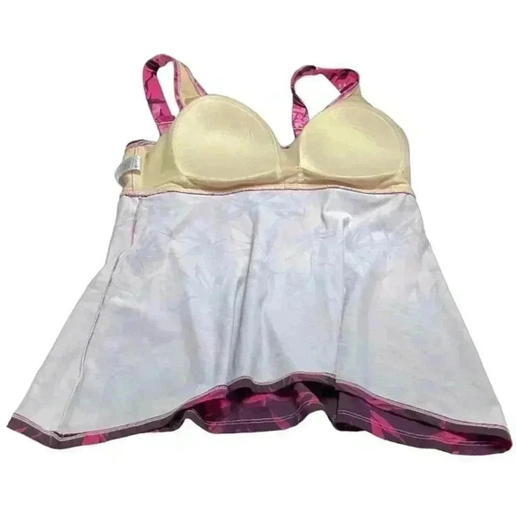 SwimsuitsForAll Women 12 Floral Padded Tankini Swim Top Pink Purple Ombre - Picture 7 of 12